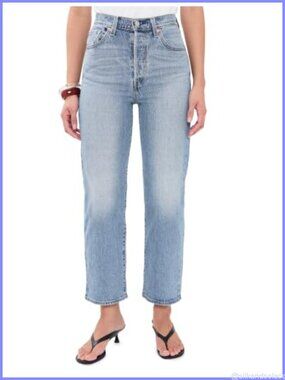 Ribcage Straight Ankle Jeans Low-Stretch Denim High Rise
